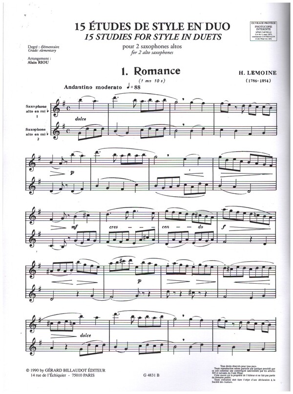 15 Etudes de Style en Duo