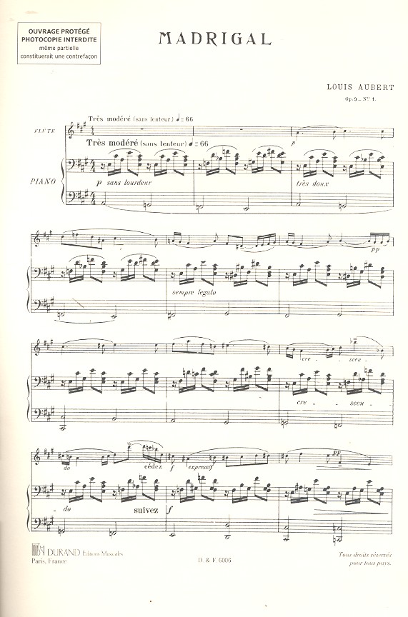 Madrigal op.9,1 pour flute et piano
