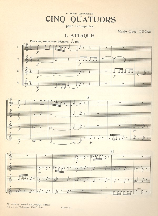 5 quatuors pour 4 trompettes