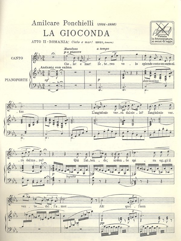 Cielo e mar per tenore e pianoforte