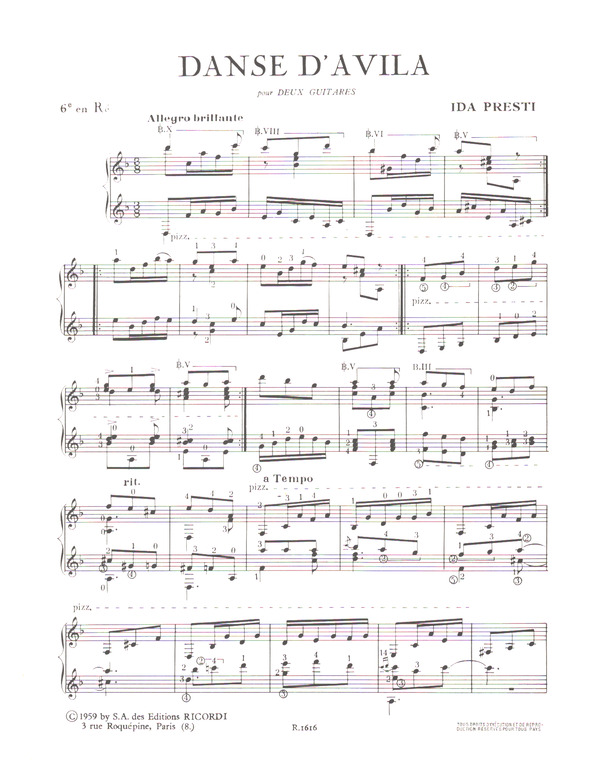 Danse d'avila pour 2 guitares