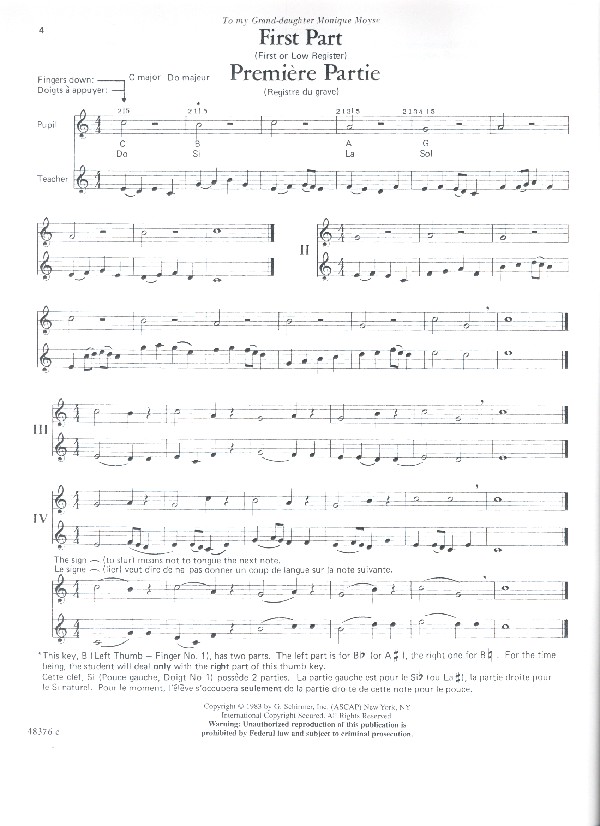 The first Step in Flute playing based