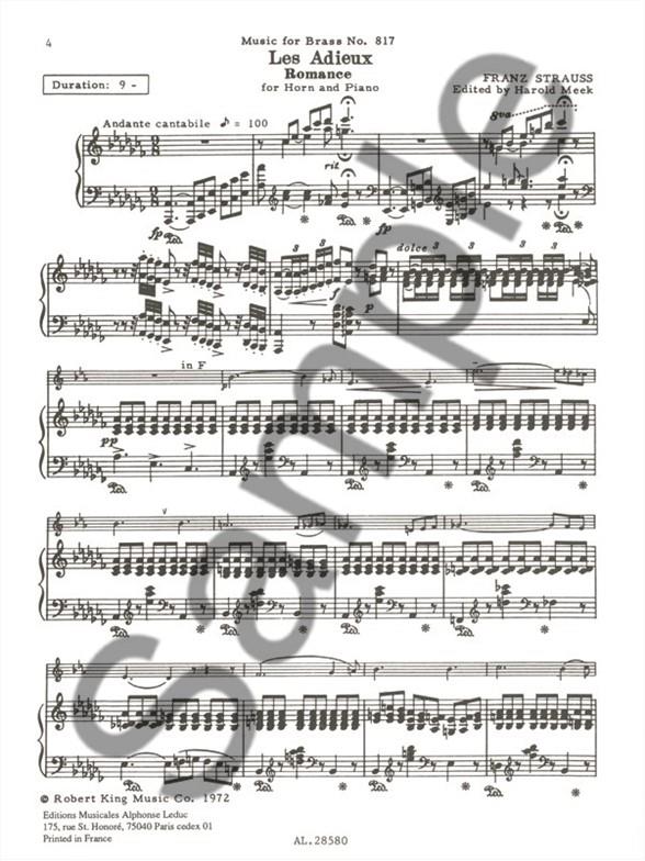Les adieux romance pour cor en fa