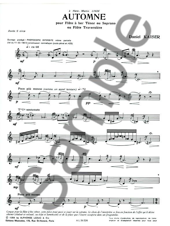 Automne pour flute a bec tenor ou