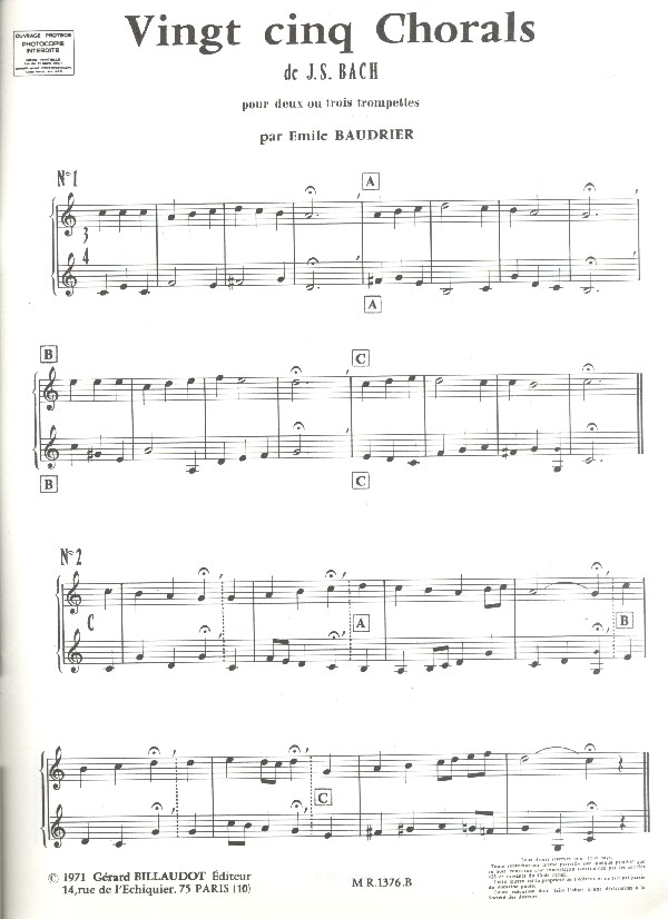 25 chorals pour 2 ou 3 trompettes