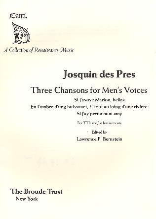 3 CHANSONS FOR MEN'S VOICES (TTB)