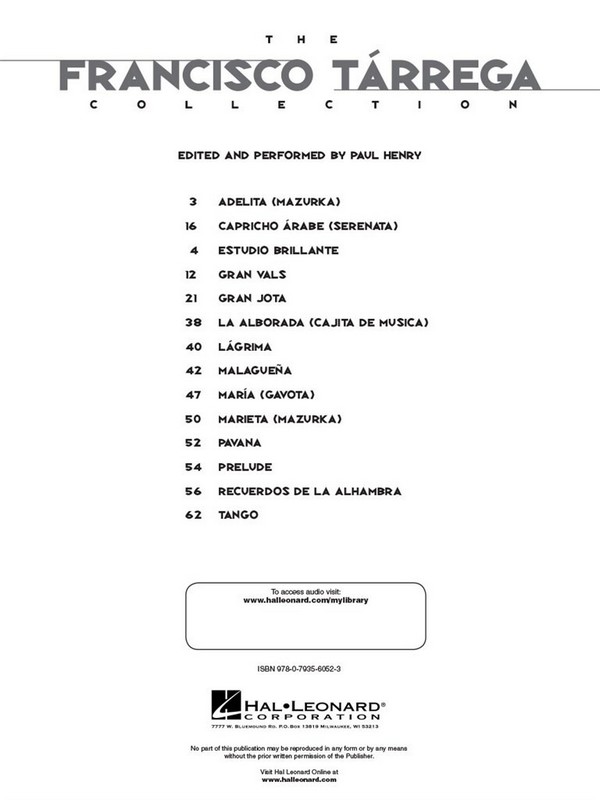 The Francisco Tarrega Collection (+Online Audio)