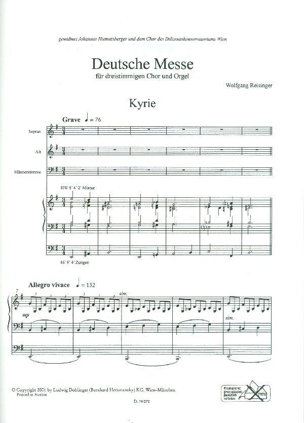 Deutsche Messe für gem Chor