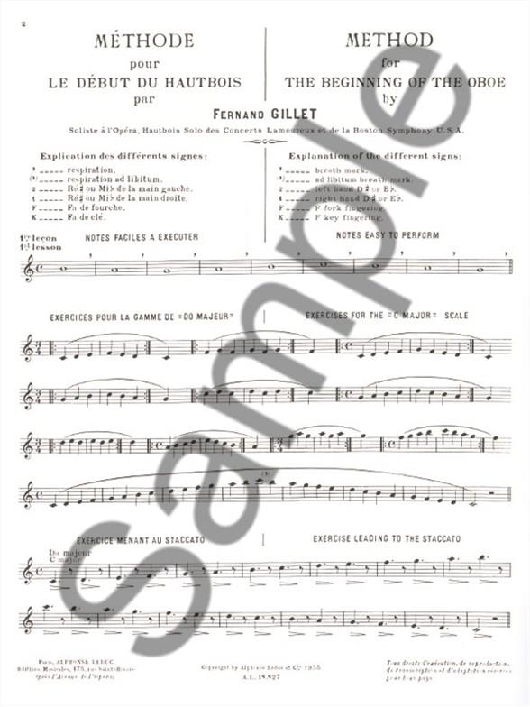 Méthode pour le debut du hautbois