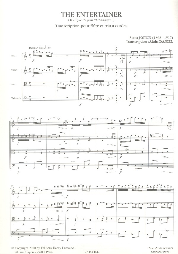 The Entertainer pour flûte et