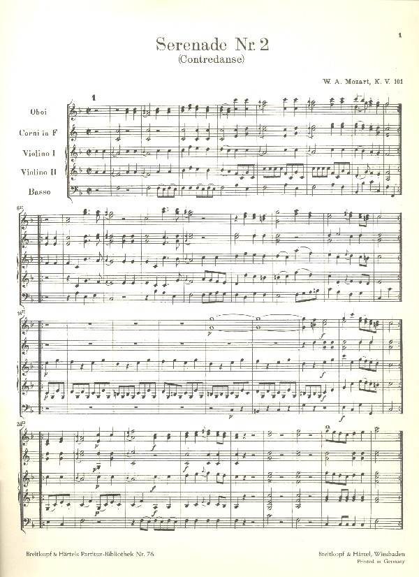 Kontretänze F-Dur KV101 'Serenade'