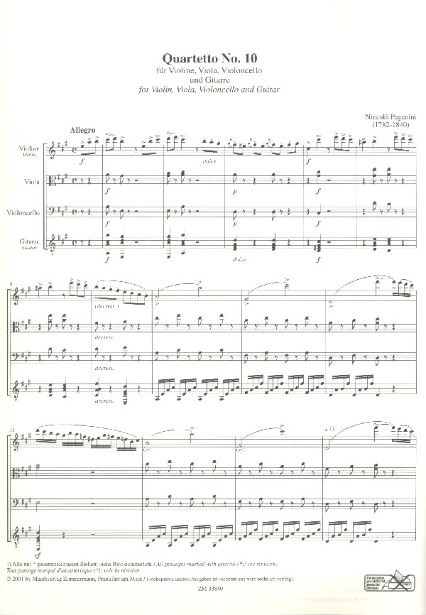 Quartett Nr.10 für Streichtrio
