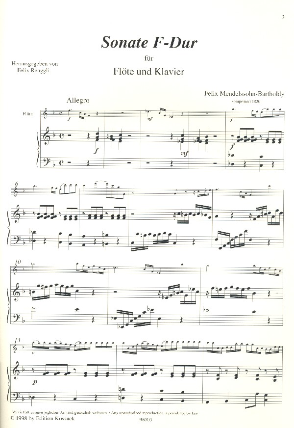 Sonate F-Dur für Flöte und