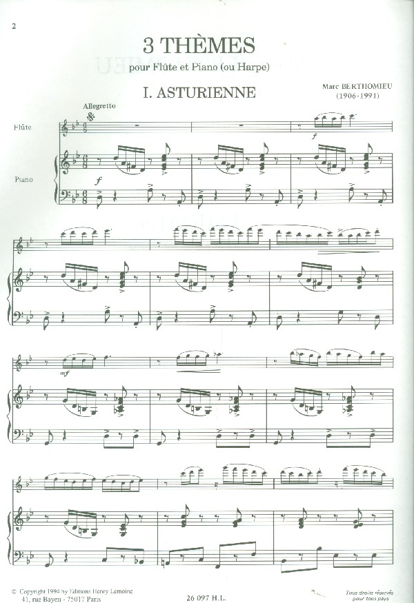 3 thèmes pour flûte et harpe