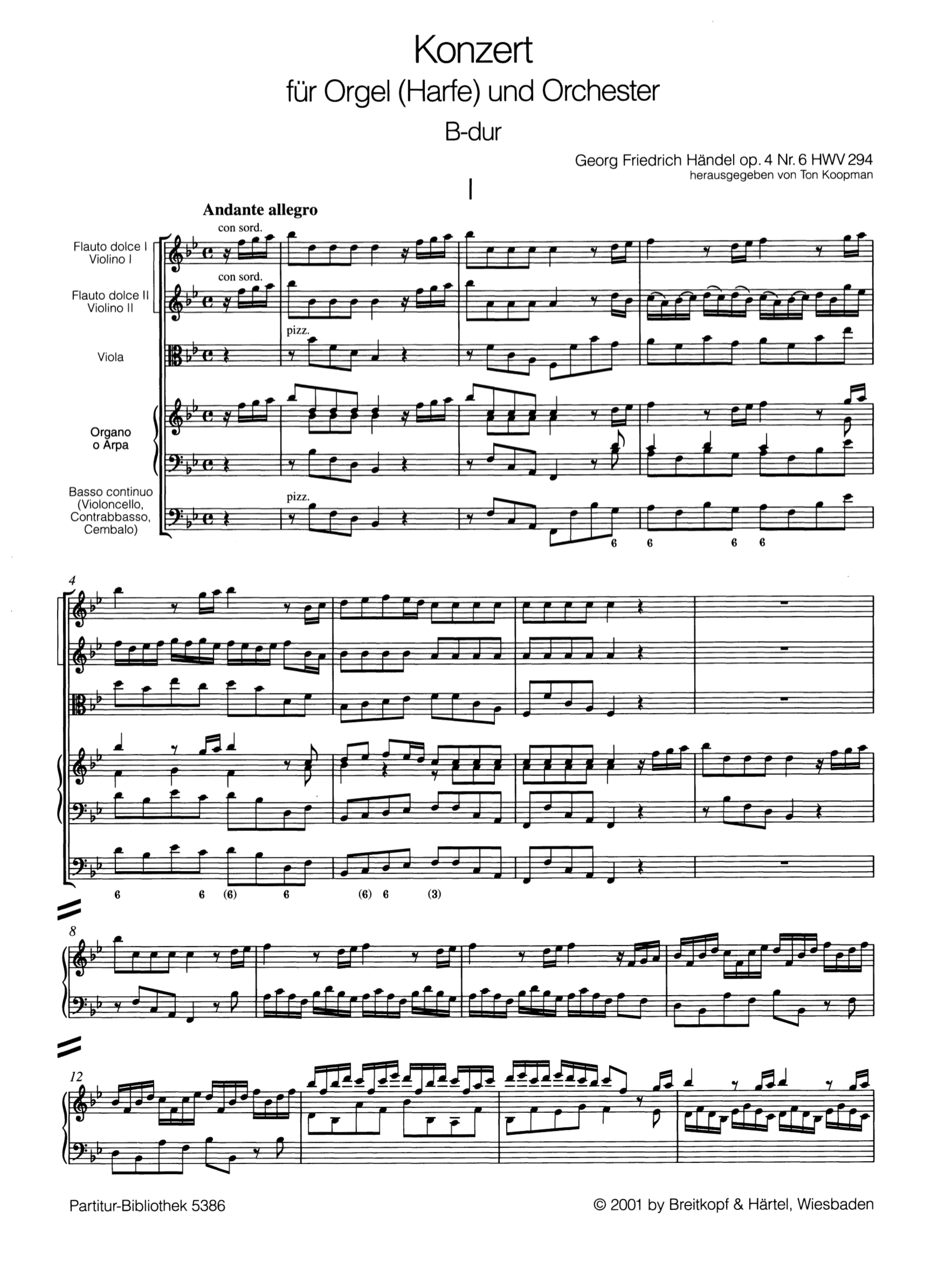 Konzert B-Dur op.4,6 HWV294