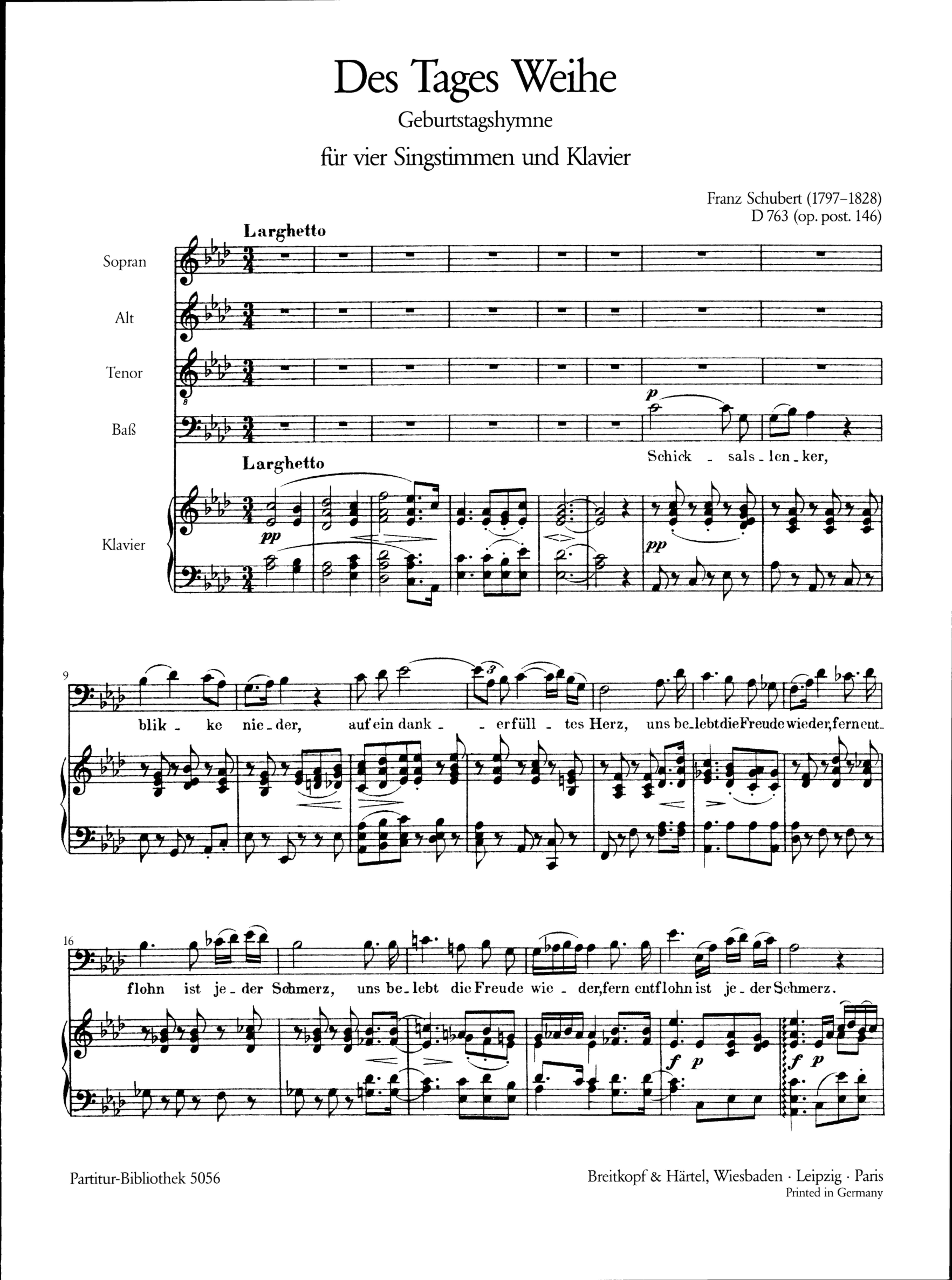 Des Tages Weihe Geburtstagshymne D763