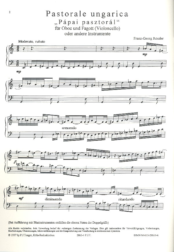 Pastorale ungarica für Oboe
