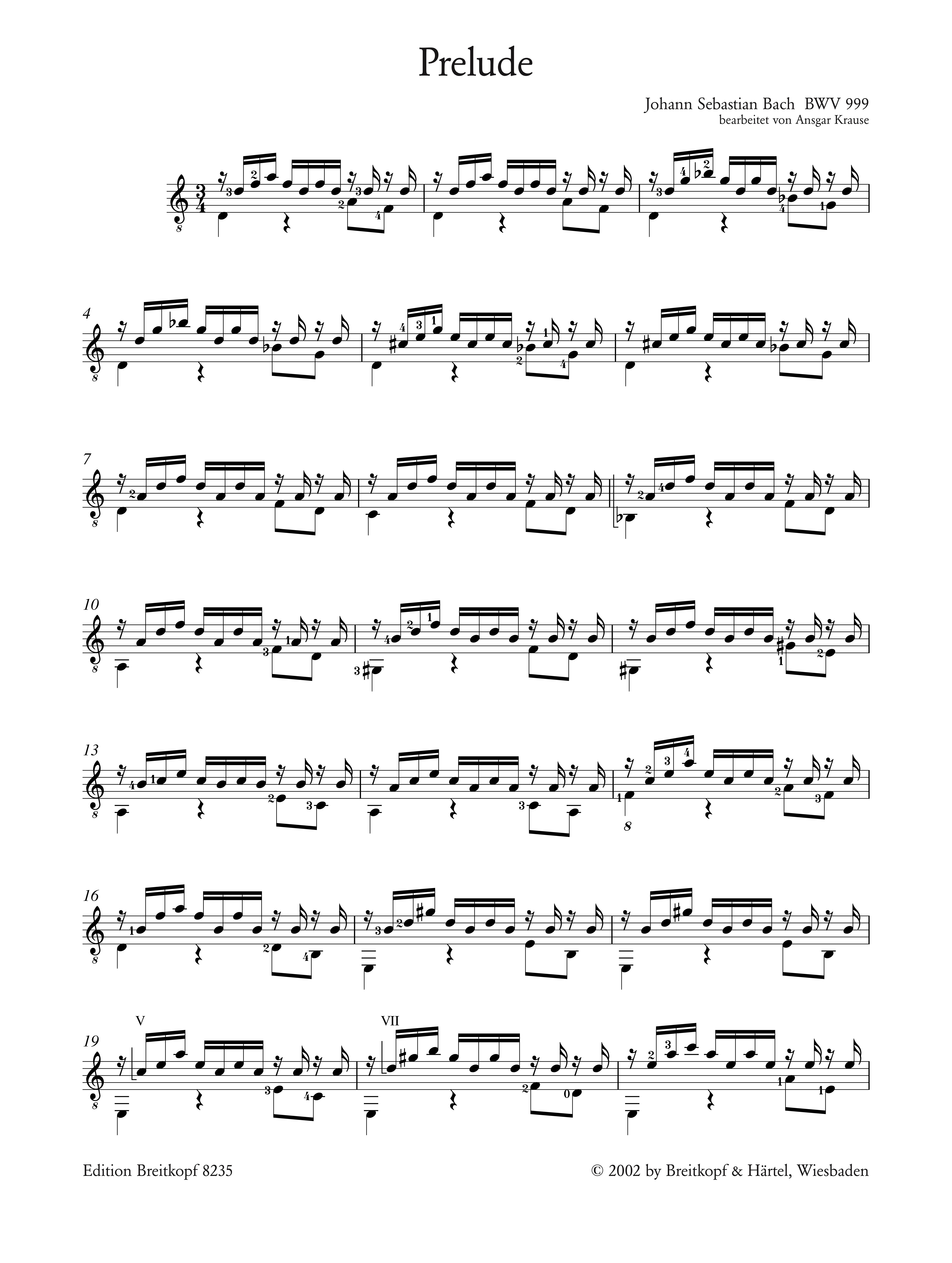 Prelude BWV999 und Fuga nach BWV1000, BWV1001 und BWV539