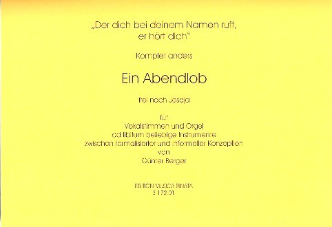 Ein Abendlob für Vokalstimmen