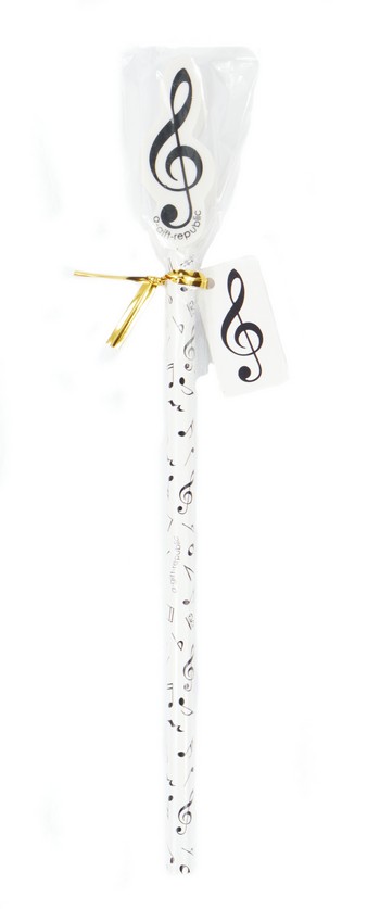 Bleistift mit Radiergummi Violinschlüssel weiß