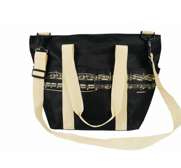 Schultertasche Pro Musica Notenzeile schwarz/creme 45 x 34 x 20 cm