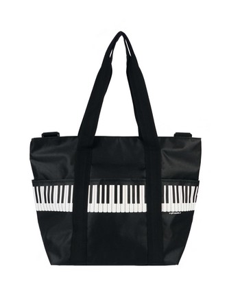 Schultertasche ' Pro Musica' Tastatur schwarz/weiß (beidseitig bedruck