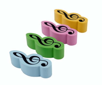 Radiergummi Violinschlüssel 4 x 1,7 cm (Set mit 4 Stück)