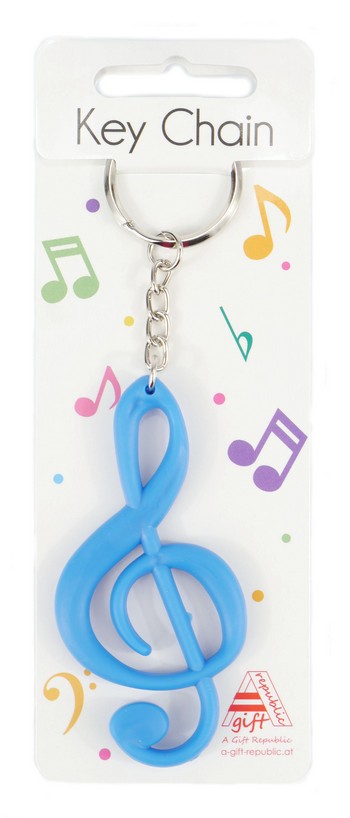 Schlüsselanhänger Violinschlüssel blau Gummi 7,7cm