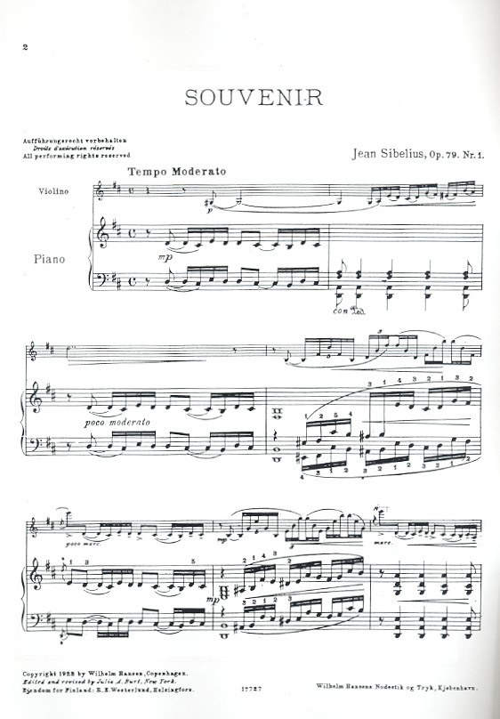 Souvenir op.79,1 für Violine