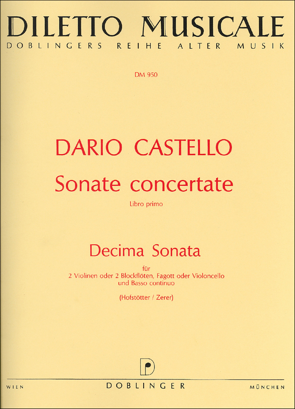 Decima sonata für 2 Violinen (2 Blockflöten, Fagotte oder Celli) und