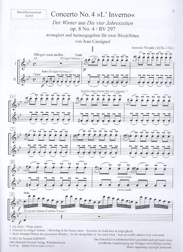 Konzert op.8,4 RV297 (Der Winter) 