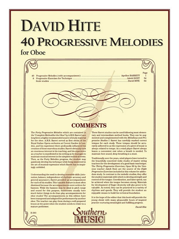 40 progessive Melodies for 1-2 oboes