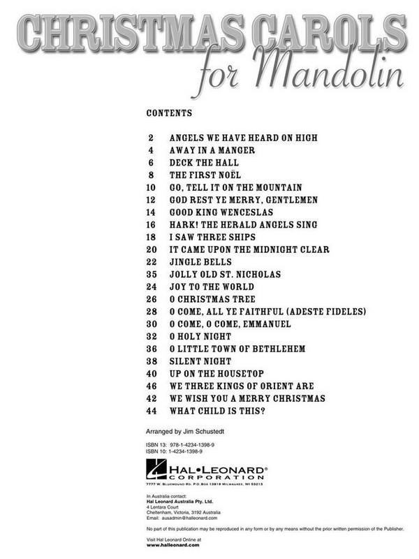 Christmas Carols for mandolin/tab