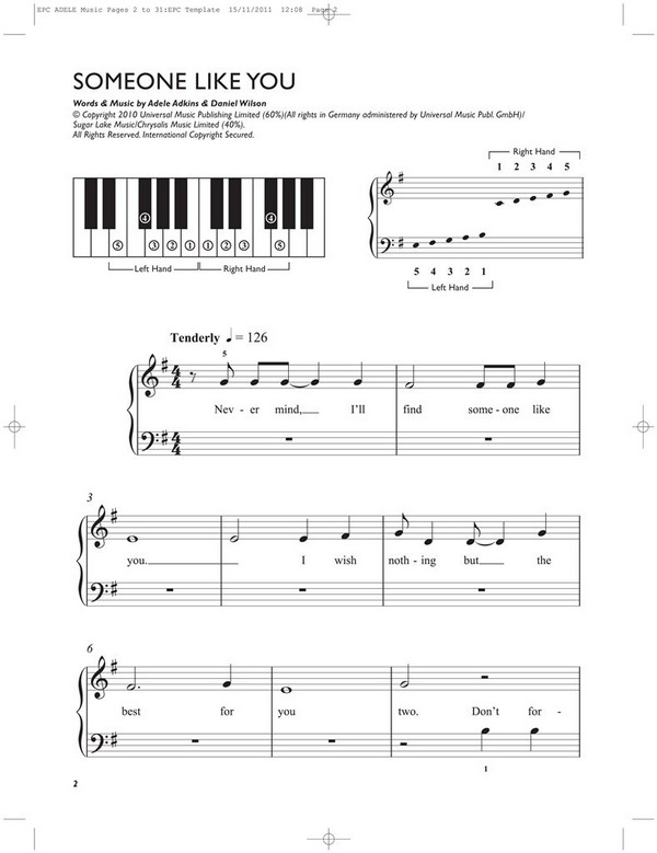 Adele: for 5-finger piano (with text)