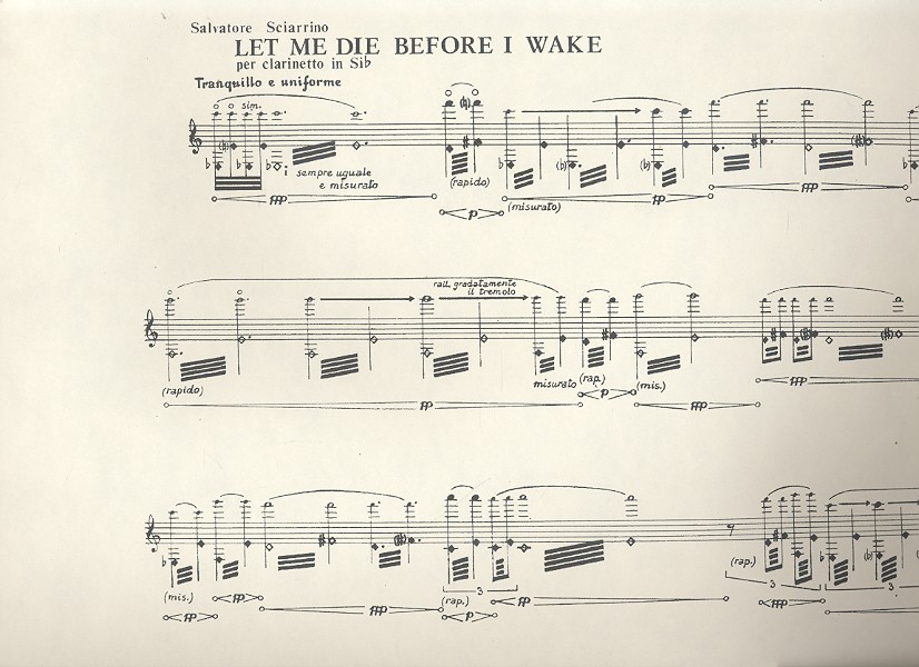Let me die before I wake for clarinet