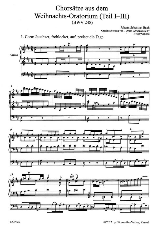 Chorsätze aus dem Weihnachtsoratorium BWV248 Teil 1-3