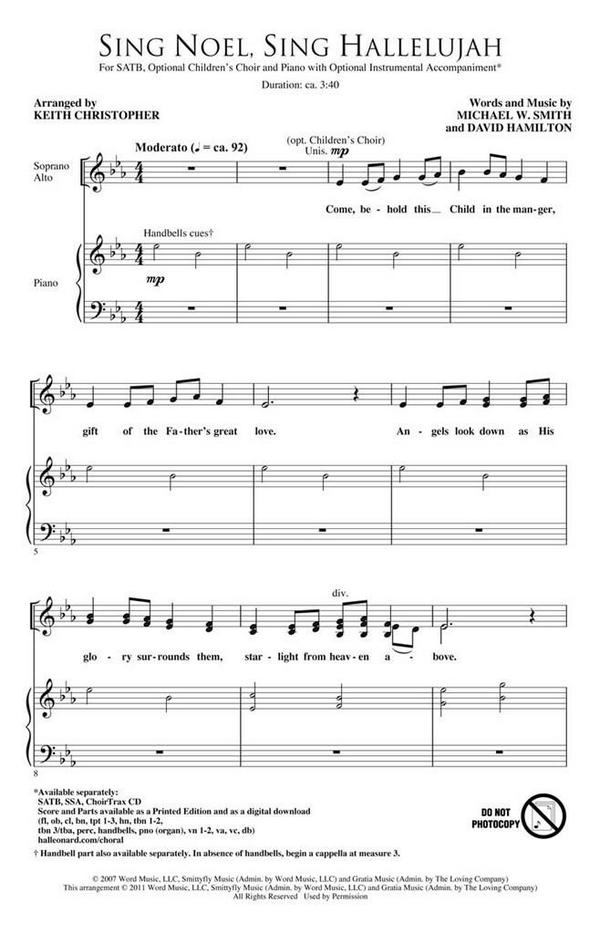 Sing Noel sing Hallelujah for mixed chorus