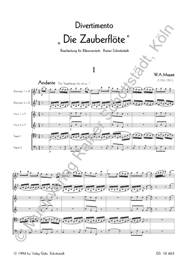 Divertimento aus Die Zauberflöte