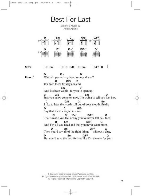 Adele: guitar chord songbook