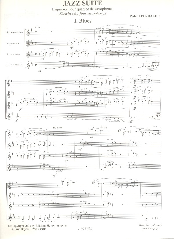 Jazz Suite pour 4 saxophones (SATBar)