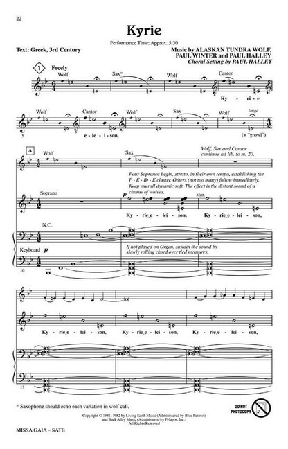 Missa gaia for mixed chorus and piano