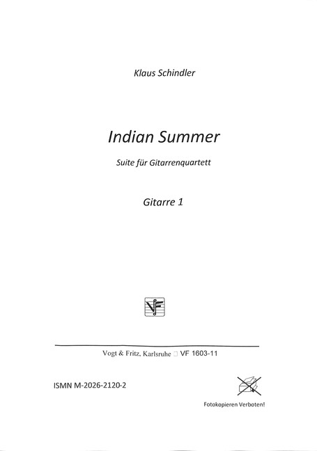 Indian Summer für 4 Gitarren, Bass
