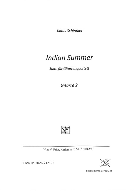 Indian Summer für 4 Gitarren, Bass