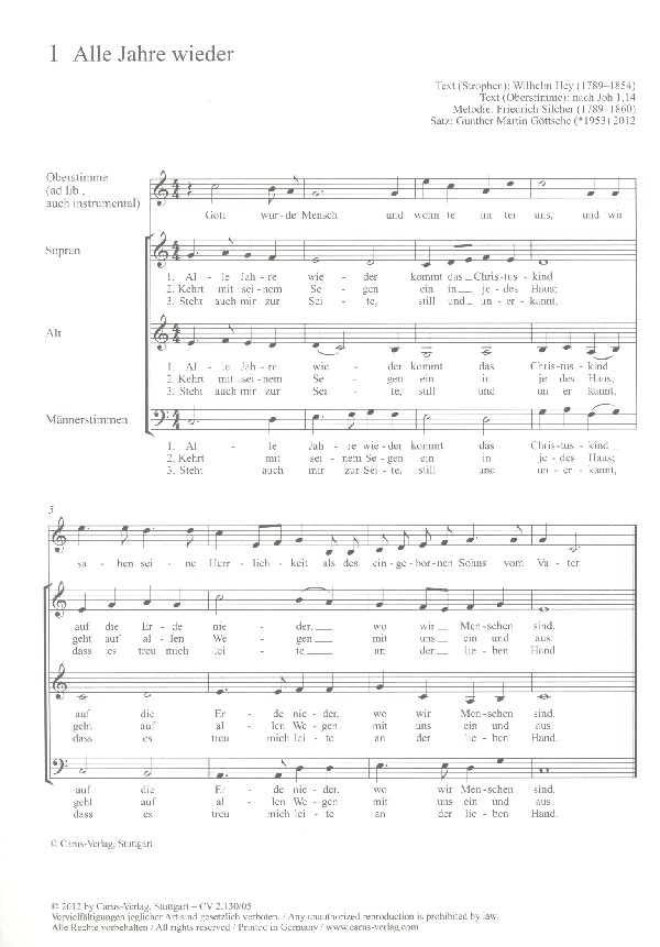 Chorbuch Weihnachtslieder