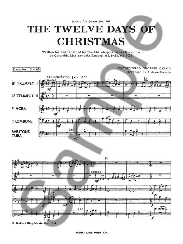 The 12 Days of Christmas for brass ensemble