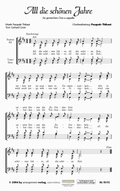 All die schönen Jahre für Männerchor