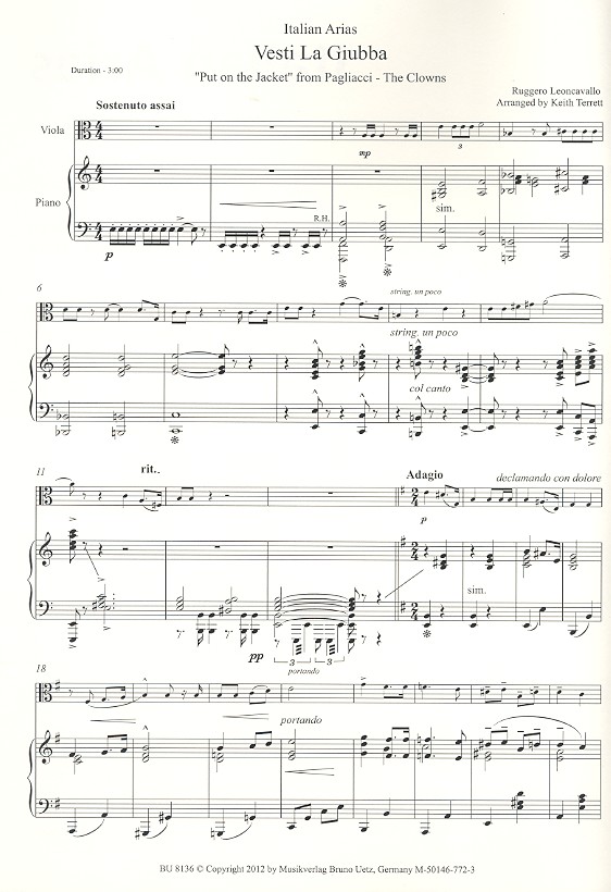 Italian Arias for viola and piano