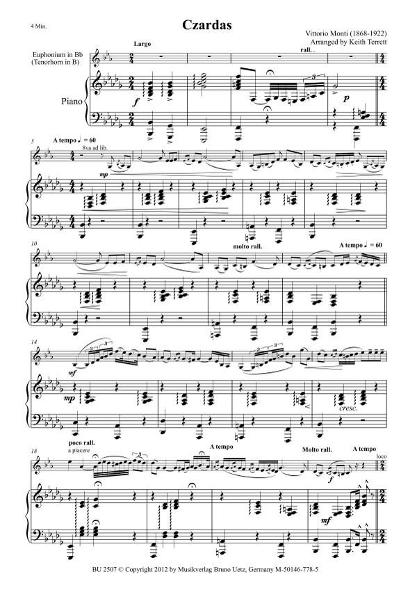 Czardas für Tenorhorn und Klavier