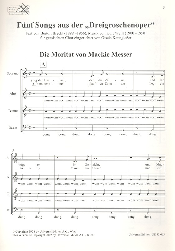 5 Songs aus der Dreigroschenoper