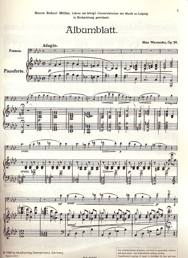 Albumblatt op.26 für Posaune und Orchester
